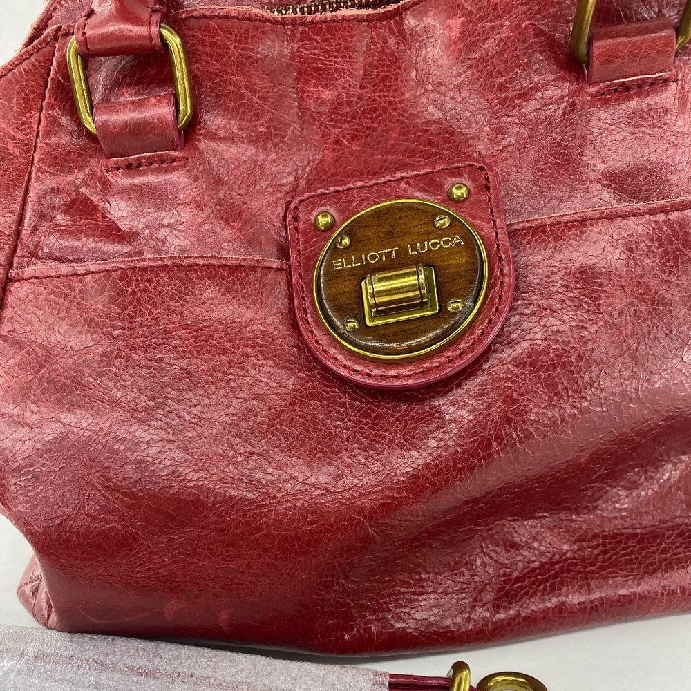 Elliott Lucca Red Leather Satchel Crossbody Bag - Picture 4 of 13